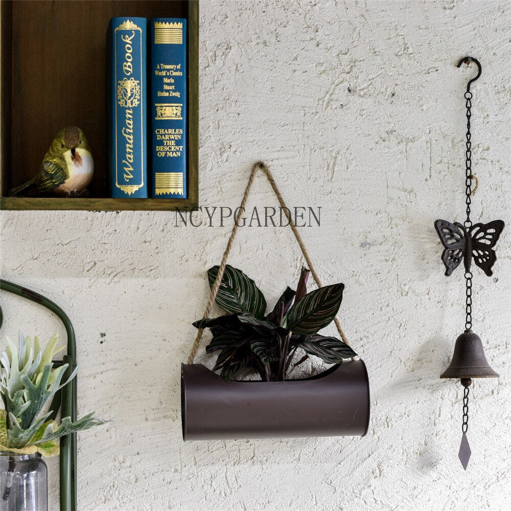 Hanging Planter Iron and Rope Modern Succulent Cactus Pots Decorative Display Flower Pot - NCYPgarden