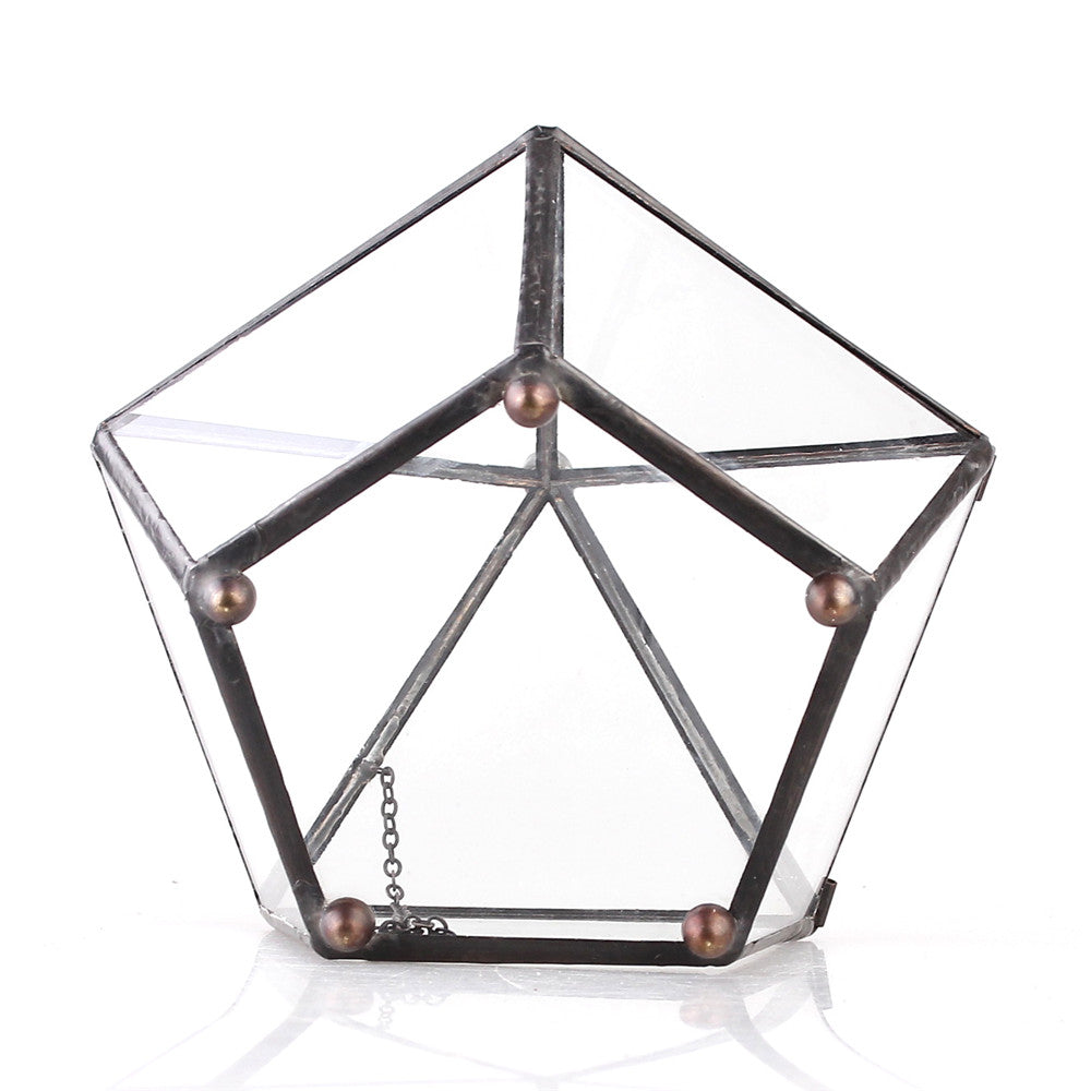 Handmade Tabletop Artistic Glass Jewelry box Geometric Terrarium for Weddiing Home Office Decor - NCYPgarden